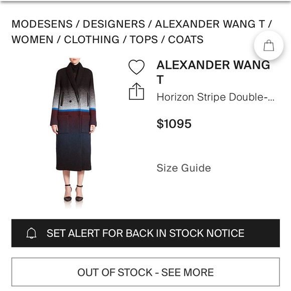 T By Alexander Wang Horizon Stripe Ombre Wool Car Coat Sz 0 - Picture 4 of 7